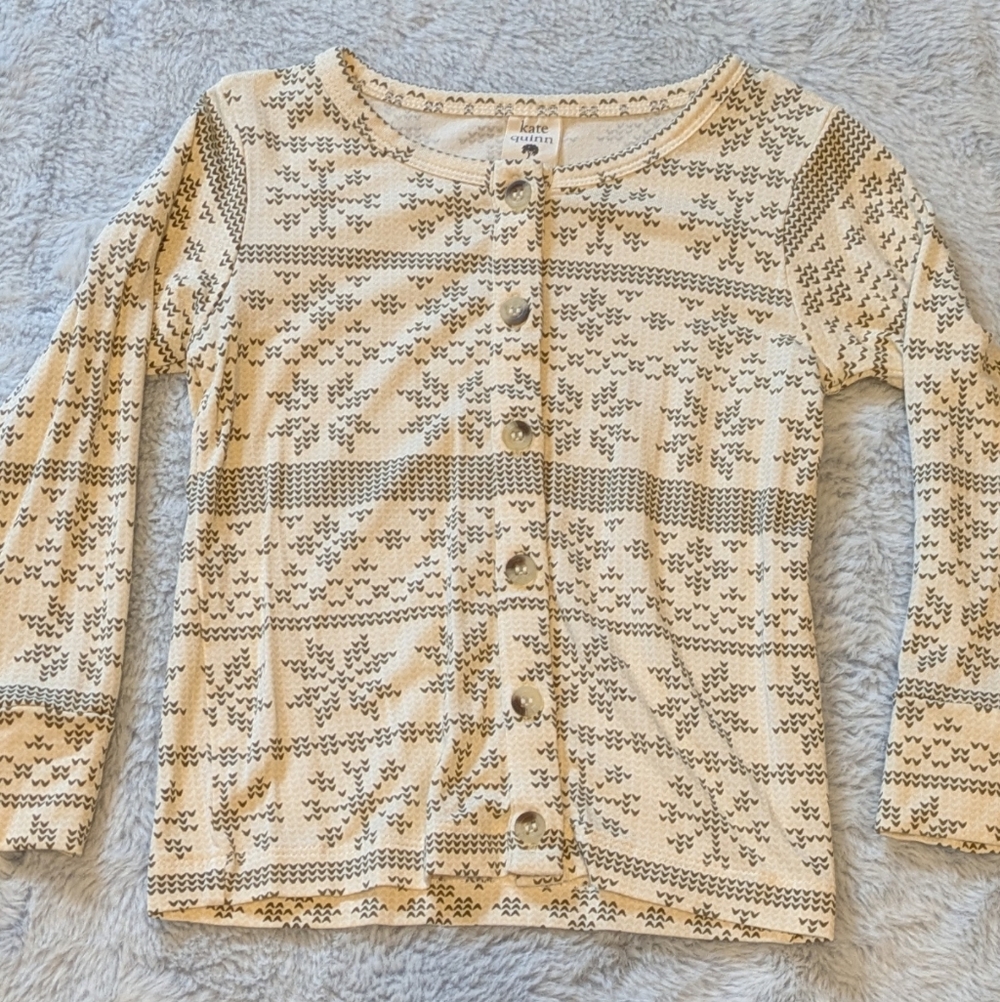 NWOT 2T Kate Quinn LS Button Front Fennel Nordic Snowflake Bamboo